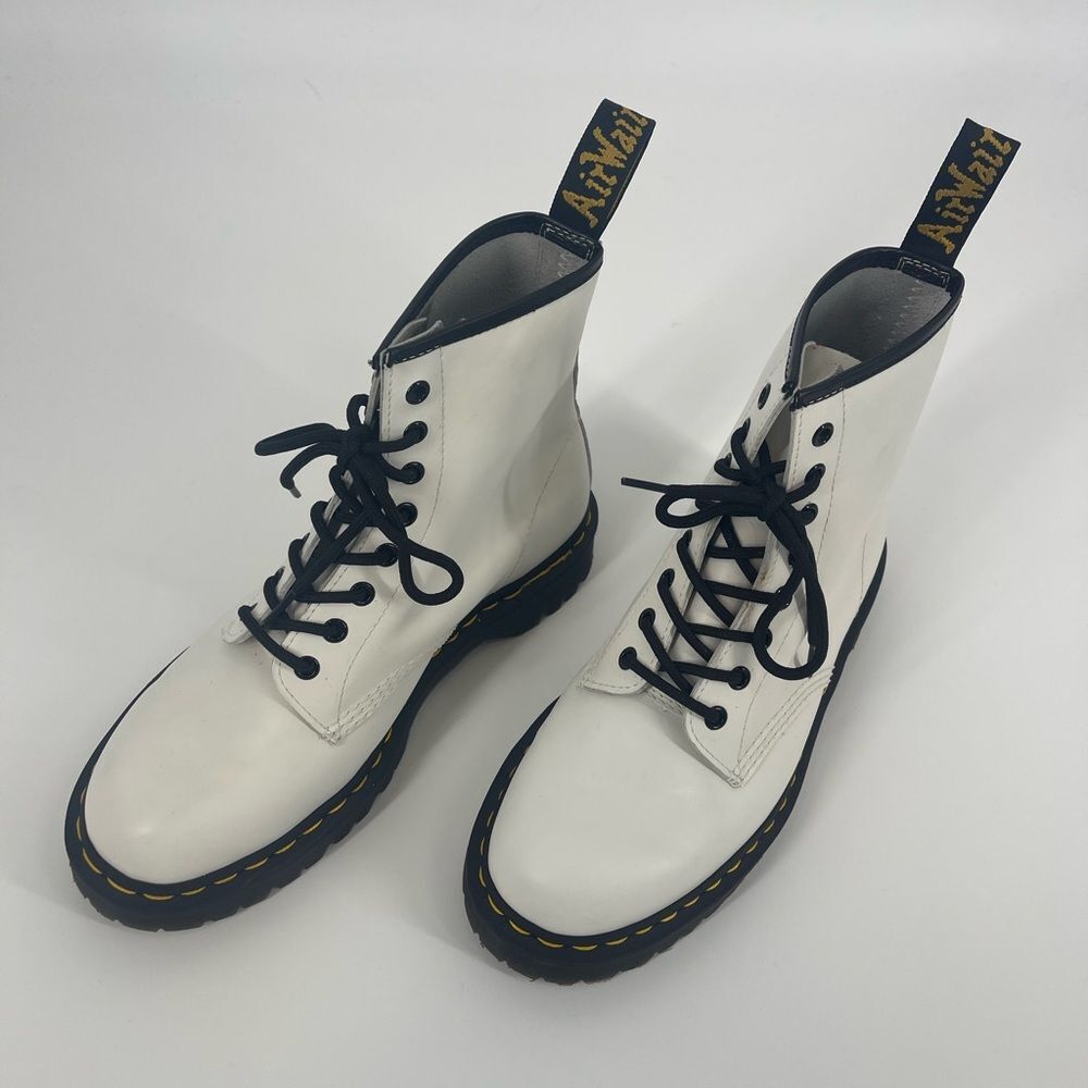 Dr. Martens White Leather Women's Boots - Picture 2 of 9
